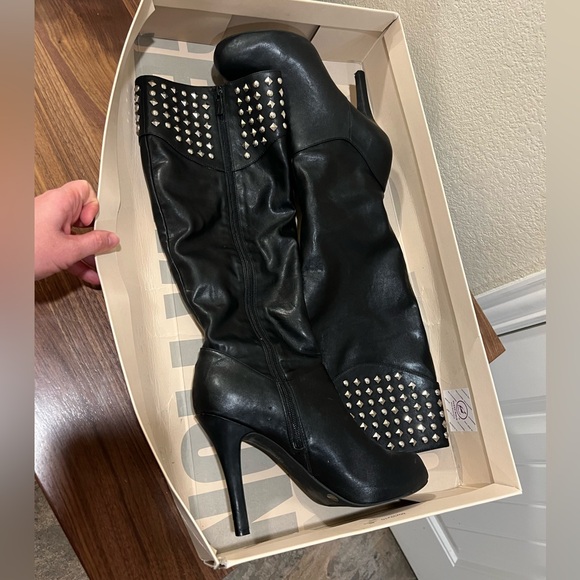 BCBGeneration Black Studded Heel Boots Size 9.5M - Picture 2 of 4